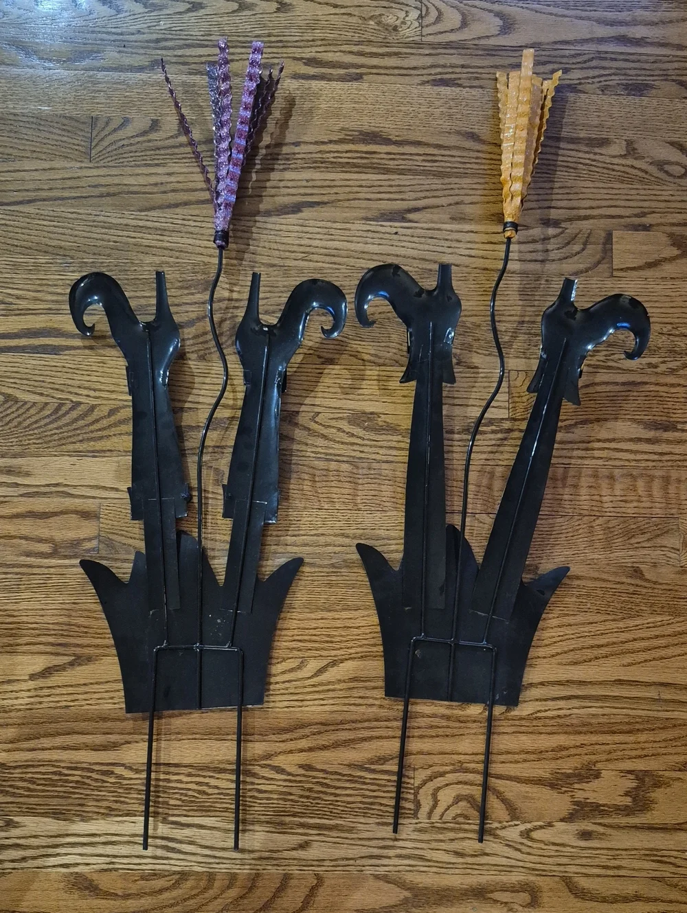 Halloween Witch Shoe Garden Stakes - Black, Purple & Orange